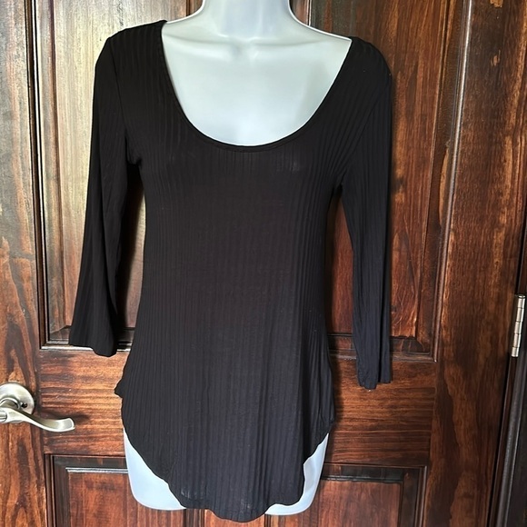 Ambiance Tops - Ribbed criss cross shirt